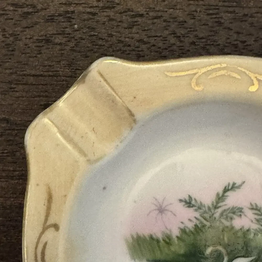 VTG Ashtray Flamingo Occupied Japan Hand Painted 3.5